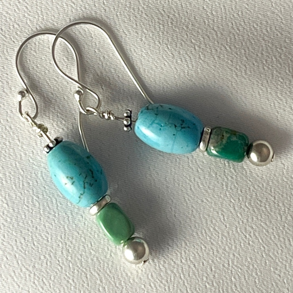 Turquoise and Sterling Silver Drop Earrings